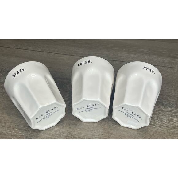 Rae Dunn Ceramic DRINKING GLASS Set (3) Glassware 8oz DIRTY ROCKS NEAT Martini - Picture 8 of 10